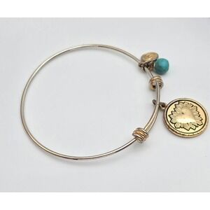 ALEX & ANI 'Path of Symbols' Bracelet Heart Embossed Charm Bangle Rafaelian Gold